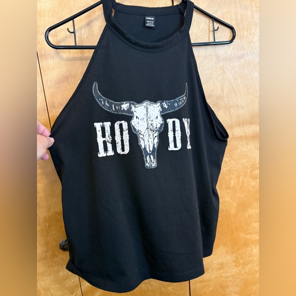 SHEIN Black Halter Top with Skull Design - Picture 1 of 5
